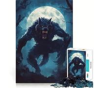Puzzle "Lupo mannaro sotto la luna piena" da 1000 pezzi,gioco di concentrazione mentale,design a incastro preciso,sfida interattiva per il cervello per la casa (50x75cm)