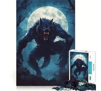 Puzzle Lupo mannaro sotto la luna piena per adulti,1000 pezzi,gioco di memoria per allenare la mente,taglio laser per un incastro perfetto, alleviare lo stress (38x52cm)
