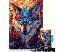 Puzzle Lupo mistico con piuma per ragazzi, 1000 pezzi, per migliorare la memoria, calmare e rilassare, design classico da assemblare, (38x26cm)