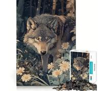 Puzzle Lupo nel bosco da 1000 pezzi,gioco di logica divertente,design a incastro perfetto, riunioni di famiglia (50x75cm)