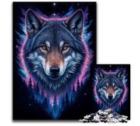 Puzzle "Lupo nel cielo notturno" da 1000 pezzi per adulti puzzle impegnativo rompicapo giocattolo rilassante per adolescenti 1000 pezzi (38x26 cm)
