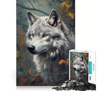 Puzzle "Lupo nella foresta autunnale" da 1000 pezzi,gioco di logica,incastro perfetto,pezzi precisi,divertimento in famiglia,attività serale (38x52cm)