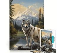 Puzzle "Lupo nella foresta" da 1000 pezzi gioco di logica,esercizio di taglio,tecnica artigianale,momento di tranquillità e allenamento mentale a casa (38x52cm)