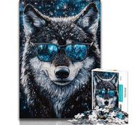Puzzle "Lupo nella neve" da 1000 pezzi per adolescenti, difficile da completare ma divertente e umoristico gioco educativo per il compleanno (38x26cm)