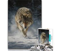 Puzzle "Lupo nella neve" per adolescenti, puzzle da 1000 pezzi, antistress per ammazzare il tempo in casa con poster abbinato e foglio di quiz (38x26cm)