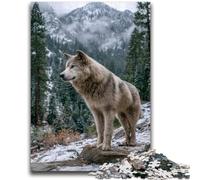 Puzzle "Lupo nella neve" per adulti, ammazza il tempo durante le vacanze a casa Ogni pezzo è unico Gioco stimolante e divertente per tutta la famiglia, 26x38cm