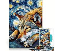 Puzzle "Lupo nella notte stellata" per adulti,1000 pezzi,gioco stimolante per la mente,taglio preciso,allineamento perfetto,attività di condivisione per i propri cari (50x75cm)