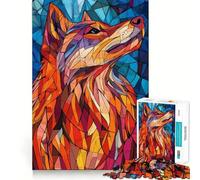 Puzzle "Lupo nella vetrata" da 1000 pezzi,divertente gioco di simulazione cognitiva,pezzi ad incastro perfetti,regalo di compleanno,rompicapo (50x75cm)