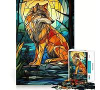 Puzzle "Lupo nella vetrata" da 1000 pezzi,gioco stimolante per la mente,incastro perfetto,ideale per un piacevole intrattenimento in casa (38x26cm)