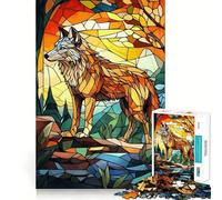 Puzzle "Lupo nella vetrata" per ragazzi,1000 pezzi,gioco stimolante per la mente,pezzi senza sbavature,taglio netto,facile da imparare,divertimento per tutta la famiglia (38x26cm)