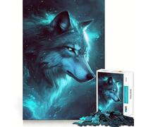 Puzzle "Lupo nello spazio e galassia" da 1000 pezzi,stimolante per la mente,divertente,senza sbavature,pezzi ben tagliati,ideale per le vacanze e l'intrattenimento in casa (38x26cm)