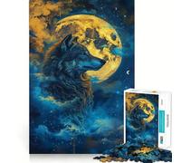 Puzzle "Lupo nello spazio e galassia" per adulti,1000 pezzi,stimolante per la mente,con tagli precisi e allineamento perfetto,ideale per creare legami affettivi (38x26cm)
