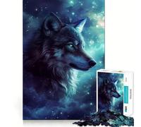 Puzzle "Lupo nello spazio e galassia" per ragazzi,1000 pezzi,gioco stimolante per la mente,pezzi ben tagliati e senza sbavature,facile da imparare,divertimento per tutta la famiglia (50x75cm)