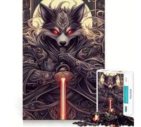 Puzzle Lupo Samurai con Spada Laser Rossa,1000 Pezzi,Allenamento Cognitivo,Divertente,Pezzi a Incastro Perfetti,Regalo di Compleanno,Rompicapo (50x75cm)