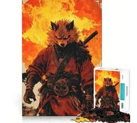 Puzzle Lupo Samurai Guerriero 1000 Pezzi Allenamento Cognitivo Divertente Pezzi a Incastro Perfetti Regalo di Compleanno Rompicapo Giocattolo (50x75cm)