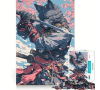 Puzzle "Lupo Samurai sotto i ciliegi in fiore" per adulti, 1000 pezzi, gioco di logica, svago, taglio perfetto, regalo creativo (50x75cm)