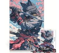 Puzzle "Lupo Samurai sotto i ciliegi in fiore" per adulti, 1000 pezzi, gioco di logica, svago, taglio perfetto, regalo creativo (50x75cm)