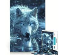 Puzzle "Lupo selvaggio nella neve" da 1000 pezzi stimola la concentrazione,divertente,con tecnologia di taglio laser avanzata,ideale da portare in viaggio,un gioco per allenare la mente (38x52cm)