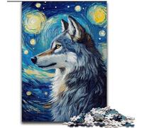 Puzzle "Lupo sotto il cielo notturno" per adolescenti, 1000 pezzi, regalo di compleanno per trascorrere il tempo in casa, regali, decorazione da parete per 14+ anni (50x75cm)