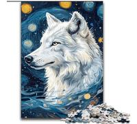 Puzzle "Lupo sotto il cielo notturno" per adulti e adolescenti, giocattoli avvincenti che stimolano l'intelligenza cerebrale, regali di compleanno per bambini dai 14 anni in su (26x38cm)
