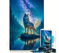 Puzzle "Lupo sotto il cielo stellato" da 1000 pezzi Gioco stimolante per la mente Incastro perfetto Comodo intrattenimento domestico per tutti (38x52cm)