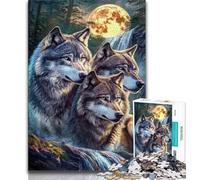 Puzzle "Lupo sotto la luna" da 1000 pezzi per adulti e adolescenti, aiuta il cervello a esercitare i giocattoli avvincenti per coltivare la pazienza e l'interazione genitore-figlio, 50x75cm