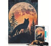 Puzzle "Lupo sotto la luna piena" per adulti,1000 pezzi,gioco stimolante per la mente,pezzi precisi e facili da incastrare,attività rilassante di gruppo al chiuso (38x26cm)