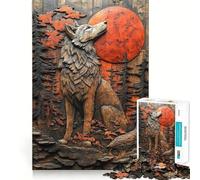 Puzzle "Lupo sotto la luna piena" per ragazzi,1000 pezzi,gioco di abilità mentale,taglio laser per un incastro perfetto,momento di tranquillità ed esercizio mentale a casa (38x26cm)