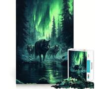 Puzzle "Lupo sotto l'aurora boreale" da 1000 pezzi,gioco di abilità mentale,taglio laser di alta qualità,esercizio mentale per momenti di tranquillità a casa (38x26cm)