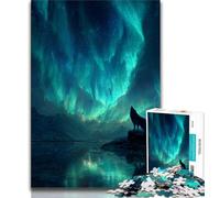 Puzzle "Lupo sotto l'aurora boreale" per adolescenti, 1000 pezzi, aiuta il cervello ad allenarsi, giocattoli avvincenti per coltivare la pazienza, ottimo regalo, 50x75cm