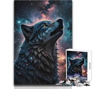 Puzzle "Lupo sotto le stelle" 1000 pezzi, gioco divertente per lo sviluppo cognitivo, regalo speciale per una celebrazione premurosa, dimensioni 38x26cm