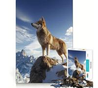 Puzzle Lupo sulla cima della montagna,1000 pezzi,stimolante per la mente,divertente,senza sbavature,pezzi ben tagliati,gioco per le vacanze al chiuso (50x75cm)