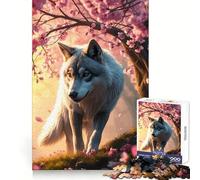Puzzle "Lupo tra i ciliegi in fiore" da 1000 pezzi per adulti, stimolante per la mente, rilassante e divertente, con bordi uniformi, un regalo premuroso (38x26cm)