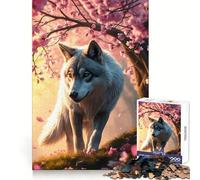 Puzzle "Lupo tra i ciliegi in fiore" per adulti, 1000 pezzi, esercizio mentale, relax consapevole, confezione regalo speciale (50x75cm)