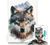 Puzzle "Lupo tra le montagne" da 1000 pezzi,stimolante per la mente,divertente,senza sbavature,pezzi ben tagliati,ideale per le vacanze e l'intrattenimento in casa (38x26cm)