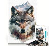 Puzzle "Lupo tra le montagne" per adulti,1000 pezzi,gioco stimolante per la mente,pezzi precisi e facili da incastrare,attività rilassante di gruppo al chiuso (50x75cm)