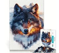 Puzzle "Lupo tra le montagne" per ragazzi,1000 pezzi per un gioco di logica e divertimento,con connessioni pulite e senza interruzioni,un modo coinvolgente per passare il tempo libero (38x52cm)