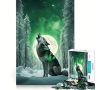 Puzzle "Lupo Ululante al Chiaro di Luna" per Ragazzi,1000 Pezzi,Gioco Stimolante Mentale,Pezzi Senza Sbavature,Taglio Pulito,Facile da Imparare,Divertimento per Tutta la Famiglia (38x52cm)