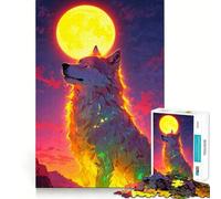 Puzzle "Lupo Ululante e Luna" da 1000 pezzi,gioco di memoria,qualità premium,taglio laser,attività coinvolgente per serate tranquille (38x52cm)