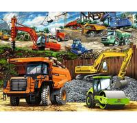 Ravensburger Puzzle da 100 pezzi con veicoli da costruzione, giocattolo coinvolgente ed educativo per bambini, durevole e di lunga durata, stimola la creatività e la risoluzione dei problemi,