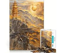 Puzzle "Maestà del Tempio di Montagna" per adulti, 1000 pezzi, gioco per allenare la mente, divertimento in casa, taglio di precisione, regalo per le vacanze (38x26cm)