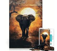Puzzle "Maestosa Maestà dell'Elefante all'Alba" da 1000 pezzi per adolescenti, gioco che stimola la logica e favorisce il gioco rilassante, con bordi di alta qualità e grafica da collezione 38x52cm