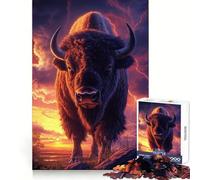 Puzzle "Maestosità dei bisonti al tramonto" da 1000 pezzi per ragazzi, ideale per sviluppare le capacità di ragionamento, un'oasi di serenità, con tagli precisi e un regalo premuroso (38x52cm)