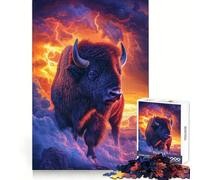 Puzzle "Maestosità del bisonte nella tempesta" da 1000 pezzi per ragazzi, ideale per migliorare la memoria, per un divertimento rilassante, con taglio laser e un regalo speciale (50x75cm)