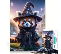 Puzzle magico del mago panda rosso da 1000 pezzi per adulti, gioco stimolante per l'intelletto, divertente e rilassante, con tagli precisi, regalo di Natale (50x75cm)
