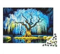 Puzzle magico del salice da 1000 pezzi con salice luminoso e lago, gioco educativo per adulti, decorazione per la casa, sfida di alta difficoltà, regalo di compleanno. 52x38cm/1000pcs