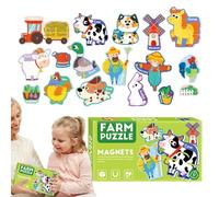 Puzzle magnetici da fattoria,Puzzle di magneti per frigorifero,Magneti di apprendimento educativo colorati - 30 x puzzle magnetici per, giocattolo educativo divertente per ragazzi e ragazze