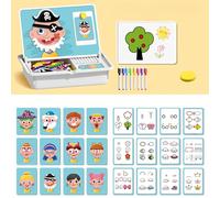 Puzzle magnetici, gioco da viaggio multifunzionale con tessere magnetiche, puzzle con volti, giocattolo educativo prescolare a doppia faccia for bambini(Facial Expressions)