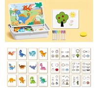 Puzzle magnetici, gioco da viaggio multifunzionale con tessere magnetiche, puzzle con volti, giocattolo educativo prescolare a doppia faccia for bambini(Dinosaur World)