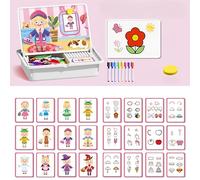 Puzzle magnetici, gioco da viaggio multifunzionale con tessere magnetiche, puzzle con volti, giocattolo educativo prescolare a doppia faccia for bambini(Princess Dressup)